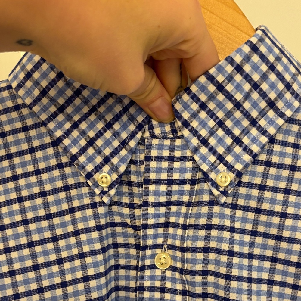 Ralph Lauren Navy and White Plaid Button Down Shirt - Picture 3 of 5